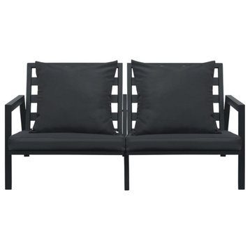 Vidaxl Patio 2-Seater Sofa With Cushions Dark Gray Aluminum