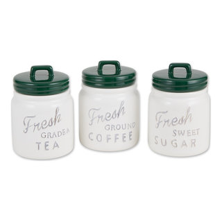 Dark Green Ceramic Jar Canister Set/3 - Contemporary - Kitchen ...