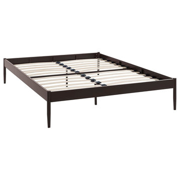 Modern Contemporary Urban King Size Platform Bed Frame, Brown, Metal Steel