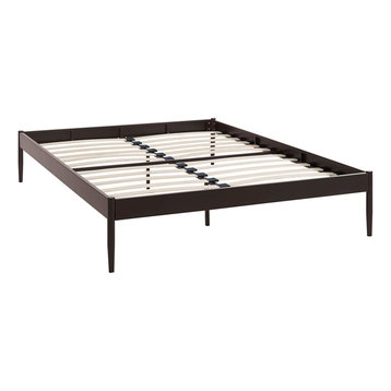 Modern Contemporary Urban King Size Platform Bed Frame, Brown, Metal Steel