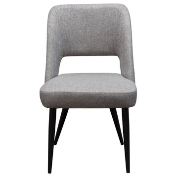 Set of (2) Reveal Dining Chairs in Grey Fabric w/ Black Powder Coat Metal Leg