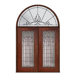 Prehung Transom Double Door 80 Fiberglass Palacio Full Lite Glass - Front Doors