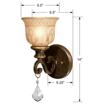 Crystorama Lighting Group 7501-CL-S Norwalk 14" Tall Wall Sconce - Bronze Umber