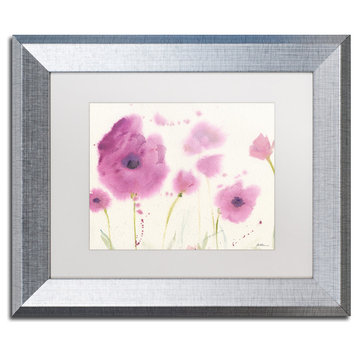 Sheila Golden 'Purple Poppies' Framed Art, Silver Frame, 11"x14", White Matte