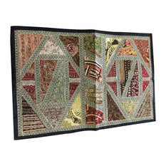 Mogul Interior - Hand Crafted Home Decor Embroidered Sequin Patchwork Table Runner Wall Tapestry - Tapestries