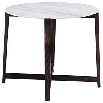 Ruggiero End Table With Marble Top and Smoked Oak Legs