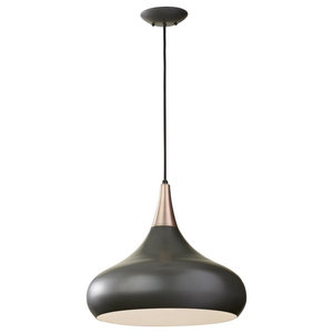 Matte Black Feiss 1-Light Pendant Dark Antique Brass P1282DAB-MB