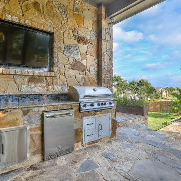 Hill Country Outdoor Kitchen with Natural Stone