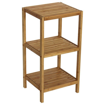 Gallerie Decor Natural Spa 3-Shelf Transitional Bamboo Tower in Natural