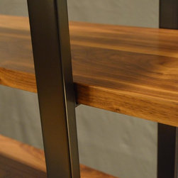Floating Walnut and steel bookcase - Bookcases