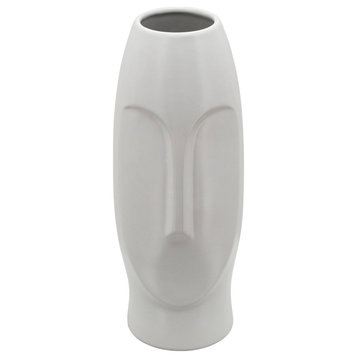 14" Face Vase, White