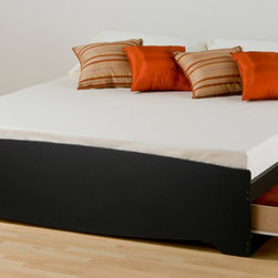 Prepac King Platform Storage Bed with 6 Drawers in Black - Platform Beds