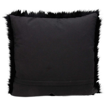 Mina Victory Fur Remen Faux Fur Pillow, Black, 22"x22"