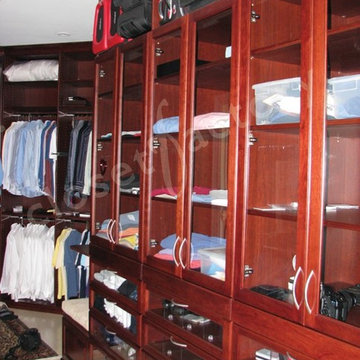 Tall Cherry Cabinets with luggage storage