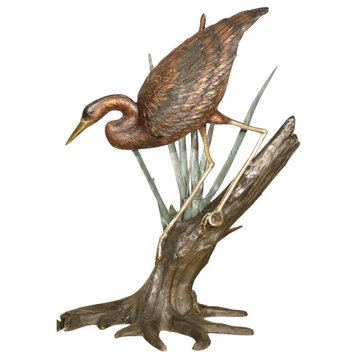Heron Resting on a Branch Sculpture