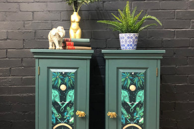 Pair of green bedside tables/night stands