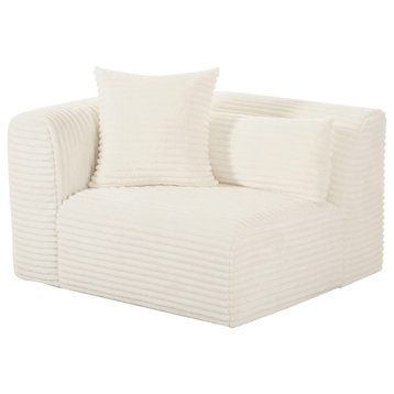 Tarra Fluffy Oversized Cream Corduroy Modular LAF Corner Chair - Cream