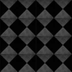 Black & Grey Checkers Cement Tile - Wall And Floor Tile