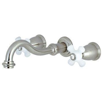 KS3028PX Two-Handle Wall Mount Tub Faucet, Brushed Nickel