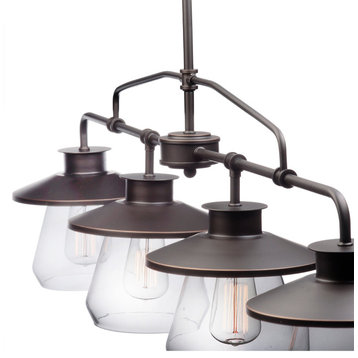 Nate 4-Light Pendant, Oil Rubbed Bronze, Clear Glass Shades, 4-Light