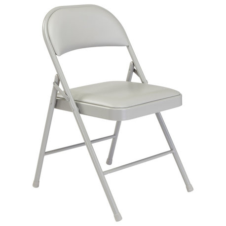 Commercialine Vinyl Padded Steel Folding Chair, Grey, Set of 4