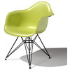 Eames Molded Plastic Arm Chair, Lime Green, Black Base, Felt-Bottom Glides