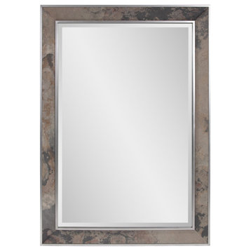 Mason Slate and Silver Rectangular Mirror, Traditional, Metal, 30 X 42