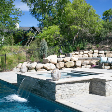 Waterfall Into Pool From Hot Tub