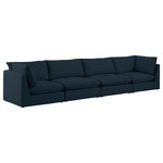 Meridian Furniture - Mackenzie Linen Textured Fabric Upholstered 4-Piece Modular Sofa, Navy - Mix and match the pieces from the Mackenzie series to create a beautiful seating group that's perfect for the whole gang. These exceptionally crafted sofas, sectionals, and other components are meant to be put together into an infinite number of configurations based on your particular needs and space requirements. Each is upholstered from top to bottom in soft durable linen textured in your choice of colors. Attach the pieces of your choice easily thanks to the included attachment latches.