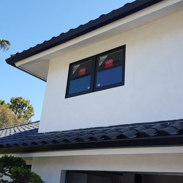 Huntington Beach California, White Fascia Wrap, Black 6 inch Angle Face Gutters