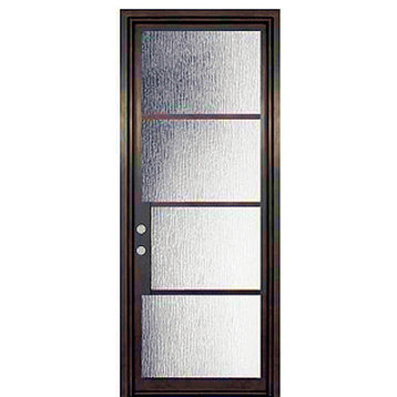 36''x96'' Wrought Iron Entry Single Door With Double LOW-E Glass, Left Hand
