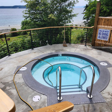 Black metal post cable railing project in Vancouver Island, British Columbia