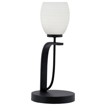 Cavella 1 Light Accent Lamp, Matte Black Finish, 5" White Linen Glass
