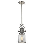 Elk Home - Chadwick 1-Light Large Pendant, Polished Nickel - The Chadwick Collection Reflects The Beauty Of Hand-Turned Craftsmanship Inspired By Early 20Th Century Lighting And Antiques That Have Surpassed The Test Of Time. This Robust Collection Features Detailing Appropriate For Classic Or Transitional Decors. White Glass Compliments The Various Finish Options Including Polished Nickel, Satin Nickel, And Antique Copper. Amber Glass Enriches The Oiled Bronze Finish.