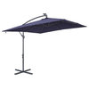 8.5Ft Square 32 LED Solar Cantilever Patio Umbrella Outdoor Hanging Tilt Navy
