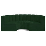 Meridian Furniture - Arc Boucle Fabric Upholstered 4-Pc. Inward Curved Modular Sectional, Green - Give your living room or den the perfect blend of style and versatility with this Arc boucle fabric curved modular Sectional. Part of the Arc modular furniture collection, this Sectional comes upholstered in rich green boucle fabric and features deep channel tufting that adds a touch of luxury while enhancing comfort and support. A seamless combination of form and function, this chair can be used with other Arc pieces to create a myriad of configurations in your well-curated room.