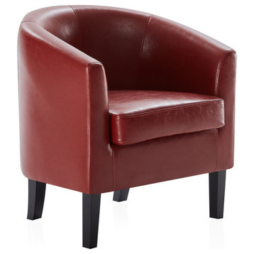 Modern Club Chair Barrel Design, Red