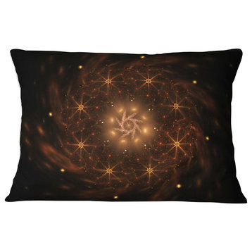 Large Rounded Brown Fractal Flower Floral Throw Pillow, 12"x20"