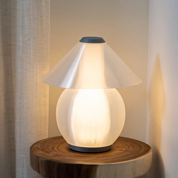 Opal 13" Modern Contemporary Plant-Based PLA 3D Printed Dimmable LED Table Lamp, Gray