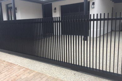 Black Aluminium On Edge sliding gate and fence panels