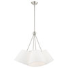Livex Lighting Prato 4 Light Brushed Nickel Chandelier With Off-White Shades
