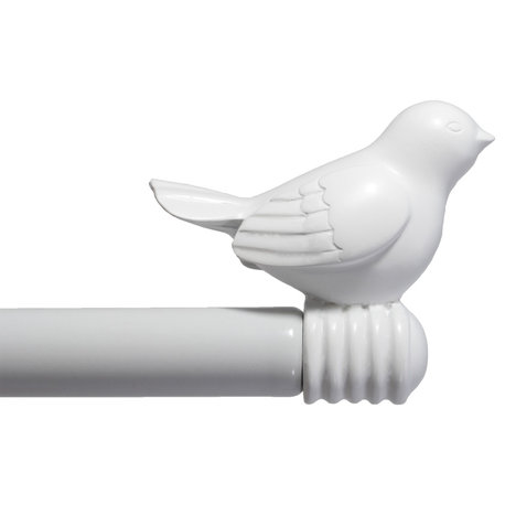 3/4" Bird Adjustable Curtain Rod, White, 48"-84"