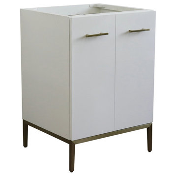 24" Single Sink Vanity, White Finish, Cabinet Only
