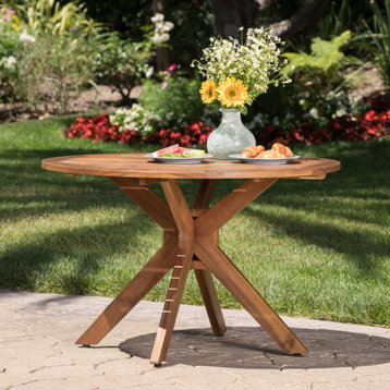 GDF Studio Stanford Outdoor Acacia Wood Round Dining Table