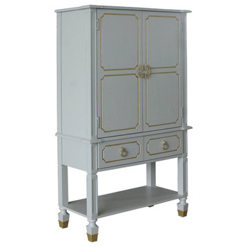 Marchesa Cabinet, Gold and Pearl Gray Finish