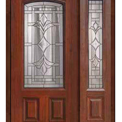 Prehung Side light Door 80 Fiberglass Marsala 2 Panel Arch Lite Glass - Front Doors