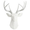 White Faux Deer Head Wall Mount, Silver Antlers