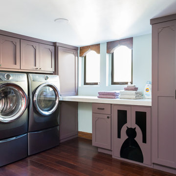 Spanish Castle Colorful Laundry Room with Cat Door