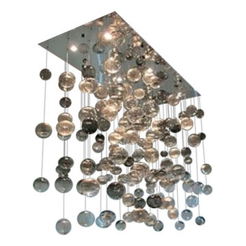 AM1077 Rectangle Bubbles Chandelier in Gold and Silver Leaf