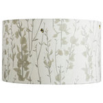 Lorna Syson - Broom and Bee Dusk Lampshade, Large - The large Broom and Bee Dusk Lampshade is inspired by the designer's honeymoon hideaway, deep in rural Leicestershire. The design recalls the warm, sunny days of May in the countryside, capturing British flora and fauna in all its glory, and allowing you to bring that cheerfulness into your own living room, lounge or bedroom. And as there is a reversible gimble on the interior of the shade, it can be used either as a table or floor lamp, or as a ceiling light. Lorna Syson founded her studio in 2009, specialising in home decor that draws its inspiration from the stunning English countryside.